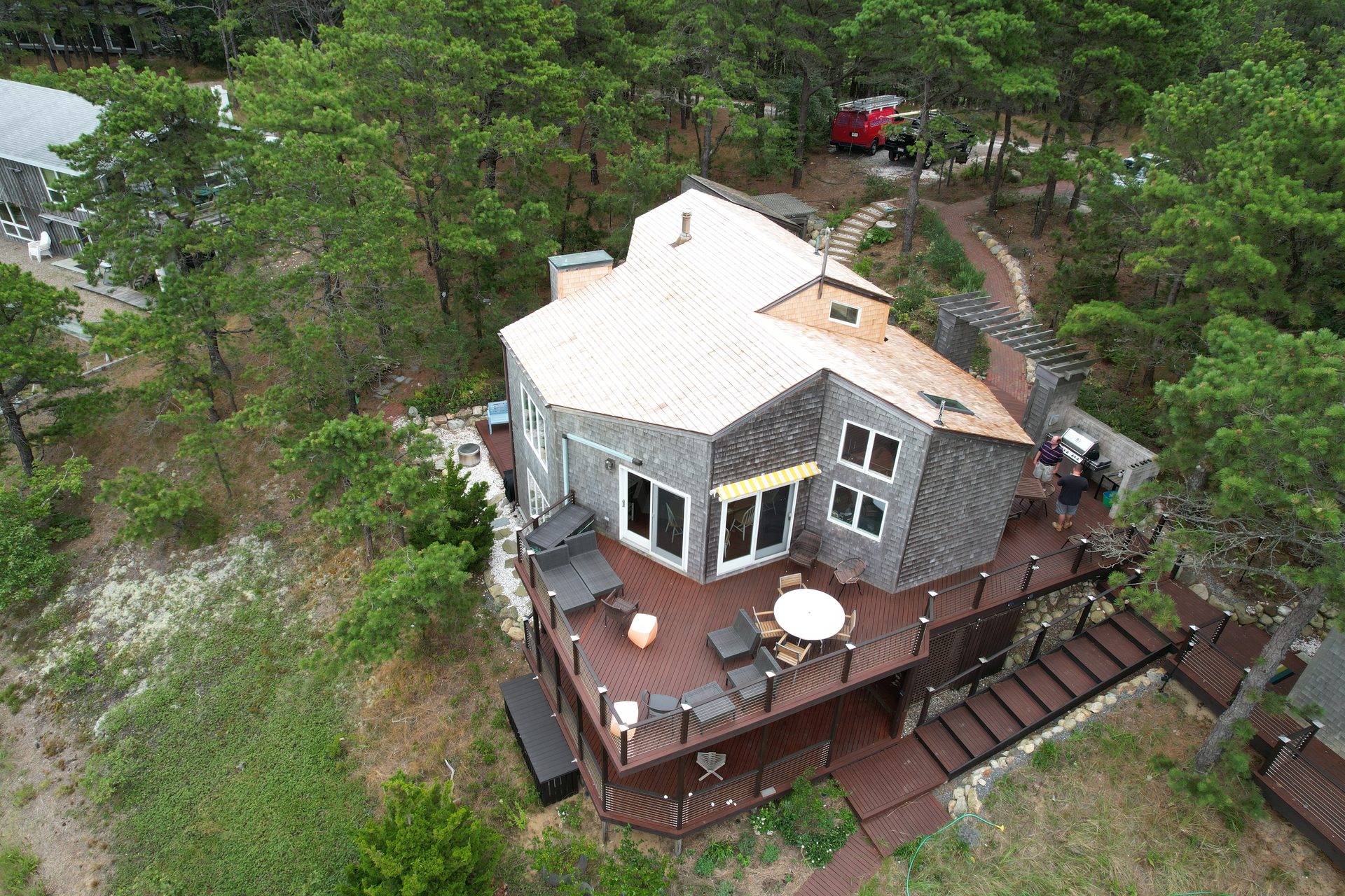 Custom mahogany deck overlooking the marsh — HyTech Roofing, Cape Cod